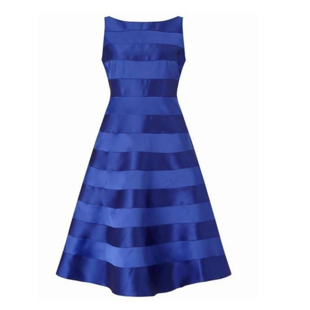 NWT Adrianna Papell Satin Stripe Dress- Neptune - Picture 2 of 6